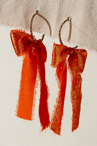 Perfect Bow Hoops At Free People In Orange