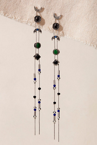 Count My Blessings Dangle Earrings at Free People in Silver Blue/Green