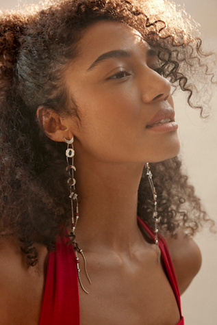 Count My Blessings Dangle Earrings at Free People in Silver Oxblood/Black