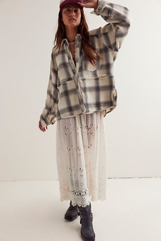 We The Free Cozy In Plaid Shirt at Free People in White, Size: XS