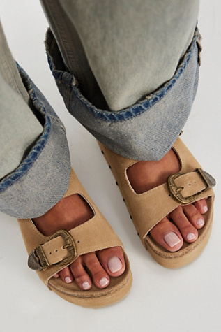 Rule Breaker Goes West Flatform Sandals By Intentionally Blank At Free People In Taupe, Size: EU 39