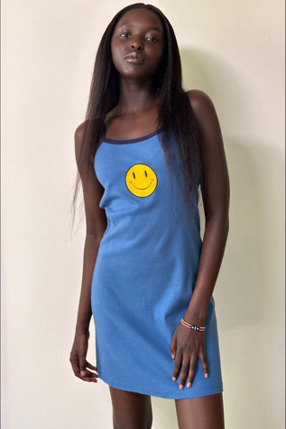 Vintage 1990's Smiley Embroidered Mini Dress Selected By Afterlife Boutique
