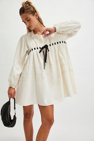 Tea Time Mini Dress at Free People in Vanilla, Size: Large