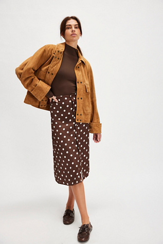 Analise Printed Midi Skirt by Free People in Brown, Size: US 6