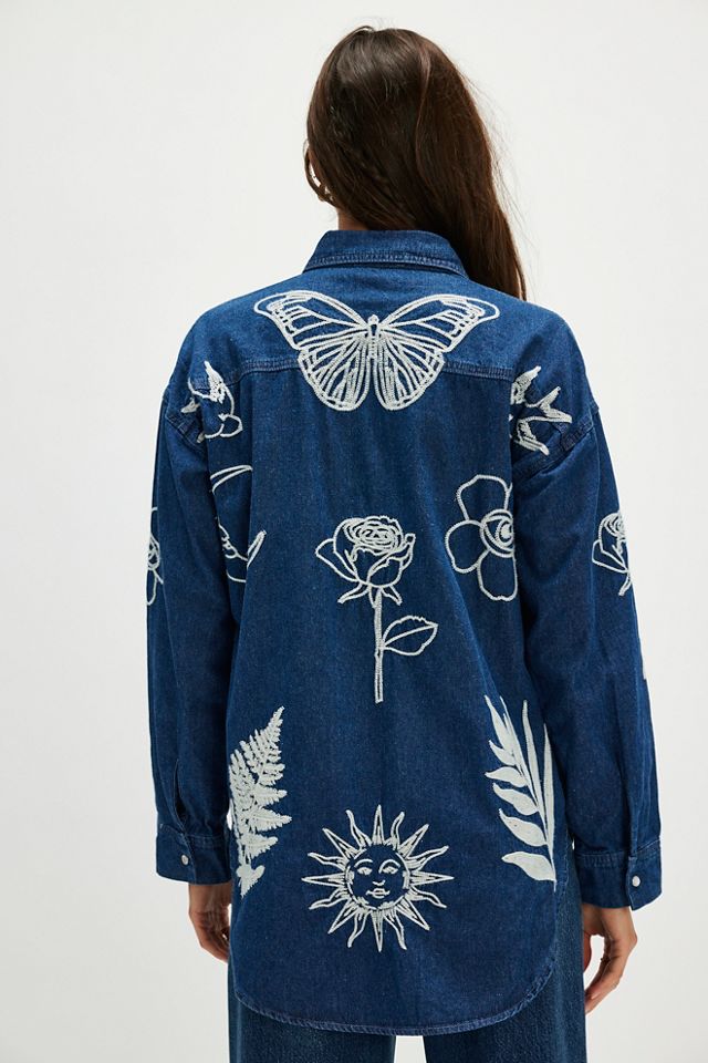 Denim and Bone Embroidered Shirt #1