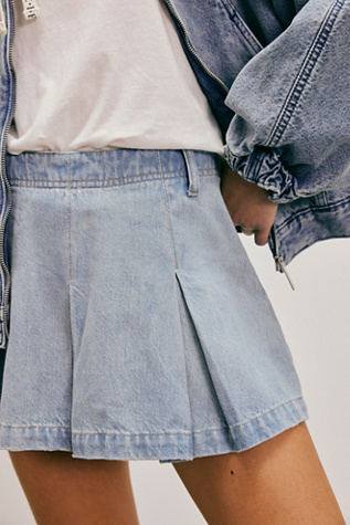 We The Free Madison Ave Denim Mini Skirt At Free People In Wild Child, Size: 29