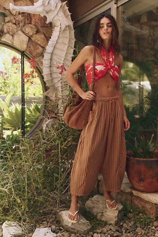 Quinn Striped Pants by free-est at Free People in Brown, Size: S