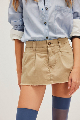 We The Free Spencer Micro Skirt at Free People in Khaki, Size: 26