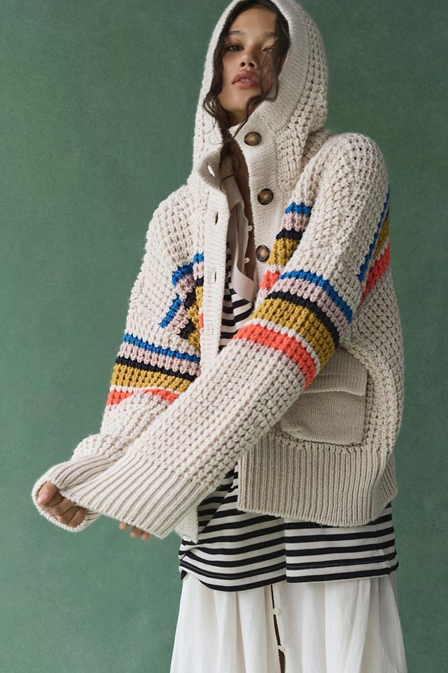 Free people store wool cardigan with hood