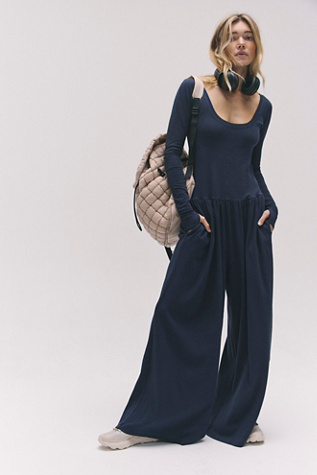 Hot Shot Wide Leg Onesie by FP Movement at Free People in Blue, Size: M