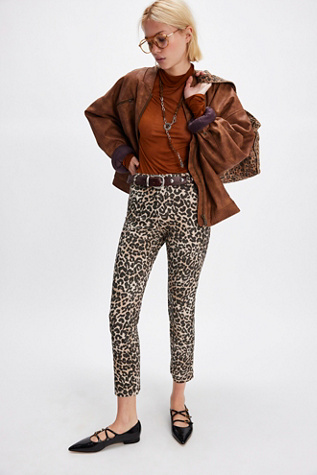 Molly Printed Slim Pants At Free People In Animal, Size: US 6