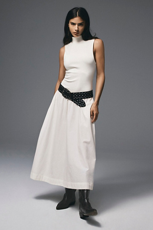 Pepita Midi Dress by free-est at Free People in White, Size: XL