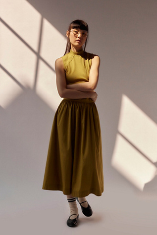 Pepita Midi by free-est at Free People in Avocado Oil, Size: Medium