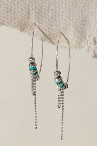 Flume Hoops at Free People in Silver/Turq
