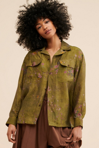 Found Floral Moss Camp Shirt