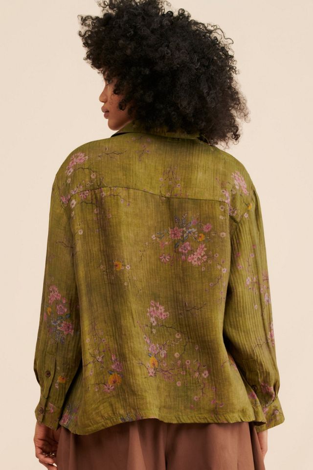 Found Floral Moss Camp Shirt #1