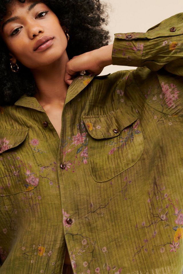 Found Floral Moss Camp Shirt #2