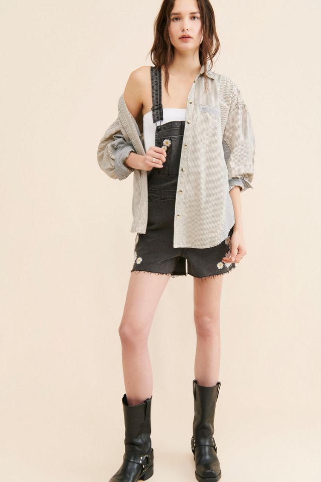 Driftwood Denim Embroidered Shortalls #3