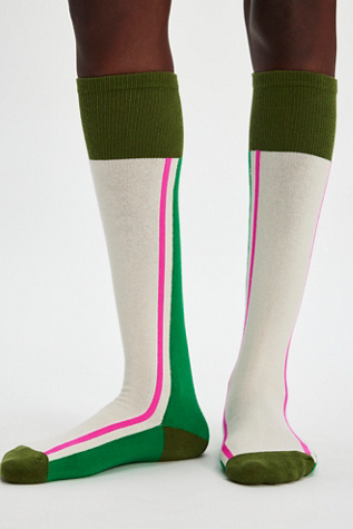 Minty Tall Socks at Free People in Green Combo