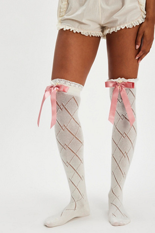 Paris Knit Ribbon Tall Socks