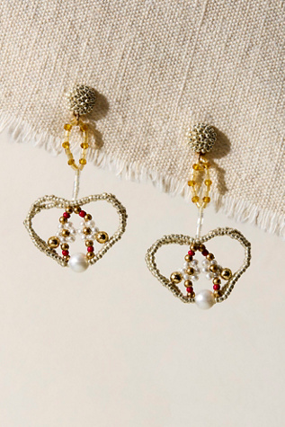 Rita Beaded Dangle Earrings by Serafina at Free People in Silver