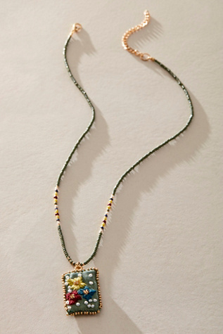 Serefina Luck Of The Draw Necklace at Free People in Sage Green