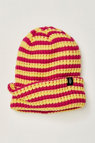 Stripe It Up Cool Down Beanie at Free People in Pink Lemonade