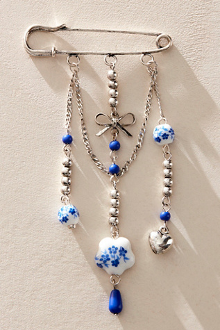 Happy Daze Brooch At Free People In Blue/Silver/Ivory