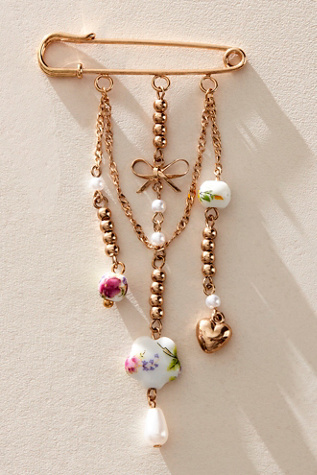 Happy Daze Brooch at Free People in Pink/Gold/Ivory