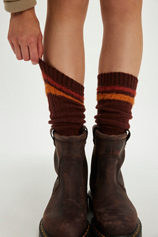 Varsity Stripe Tall Socks At Free People In Rum Raisin