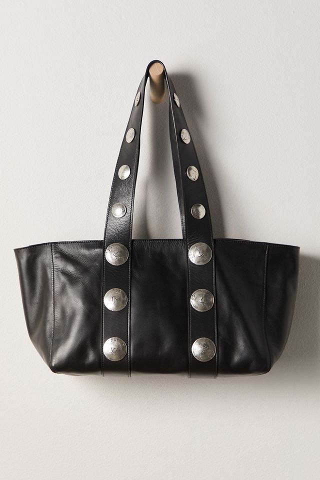 Streets ahead leather deals studded black tote