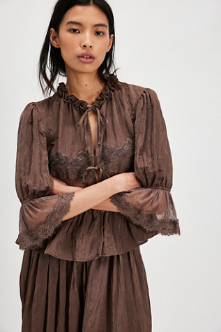 Forever Young Bed Jacket Top By Intimately At Free People In Deep Taupe, Size: XS