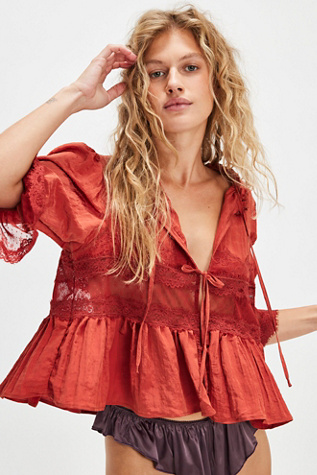 Forever Young Bed Jacket Top By Intimately At Free People In Chili Oil, Size: Small