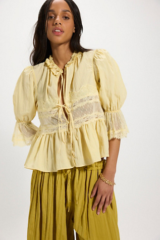 Forever Young Bed Jacket Top by Intimately at Free People in Yellow, Size: S