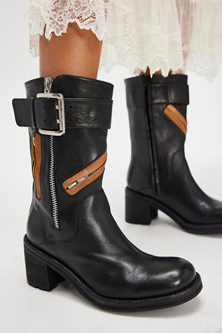 Almost Vintage Moto Boots By FP Collection At Free People In Black Combo, Size: US 7.5