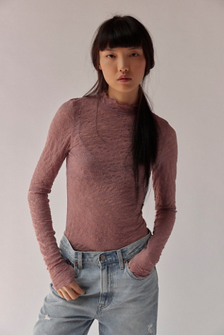 From The Start Mockneck Long Sleeve by Intimately at Free People in Woodrose, Size: Medium