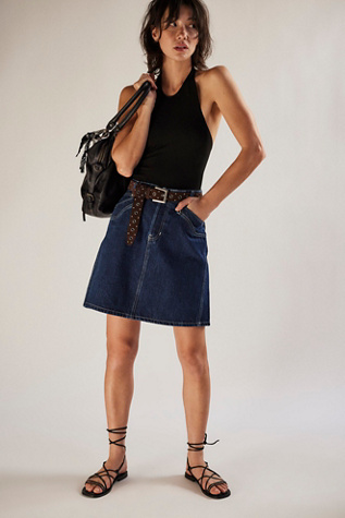 We The Free Suzy Denim Midi Skirt at Free People in Deep Blue Cursh, Size: 32
