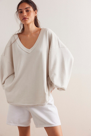 We The Free Venice V-Neck Sweatshirt at Free People in Grey Opal, Size: XS