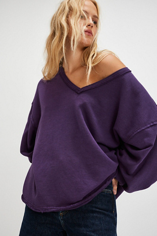 We The Free Venice V-Neck Sweatshirt At Free People In Sour Grapes, Size: Medium