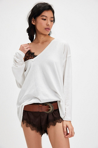 We The Free Nina V-Neck Long-Sleeve Tee at Free People in Ivory, Size: XS