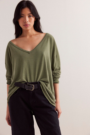 We The Free Nina V-Neck Long-Sleeve Tee at Free People in Norwegian Woods, Size: XS