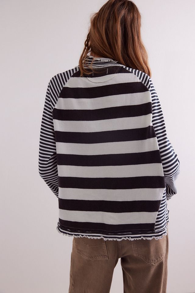(取寄) フリーピープル レディース ウィー ザ フリー パンク プレイフル ティー We Punk Free People Punk Playful Stripe Print Mock Neck Long Sleeve