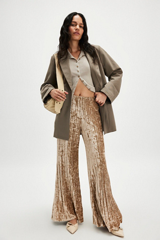 Star Sign Velvet Pants At Free People In Champagne, Size: Large