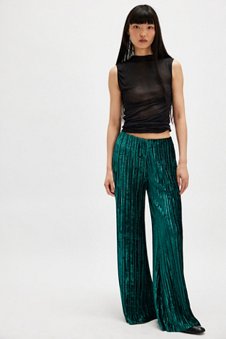 Star Sign Velvet Pants at Free People in Uncut Emerald, Size: Large