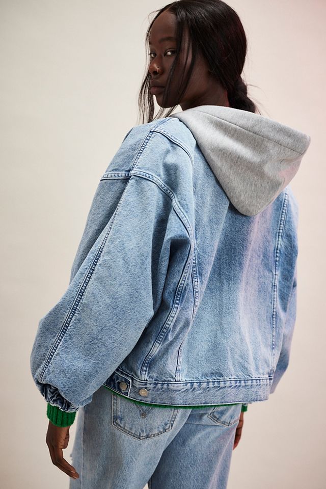 Free people hooded denim jacket sale