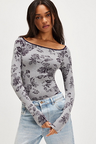 Rosey Seamless Long Sleeve By Intimately At Free People In Nightshade, Size: XS/S