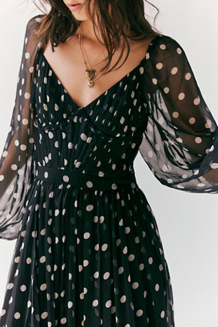 Polka Dot Long-Sleeve Dress