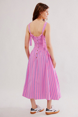 Женское платье Free People Sammi Yarn Dye Midi, цвет: Розовый полосатый — фото 2