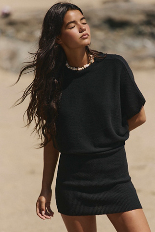 Amara Mini Sweater Dress by free-est at Free People in Black, Size: L