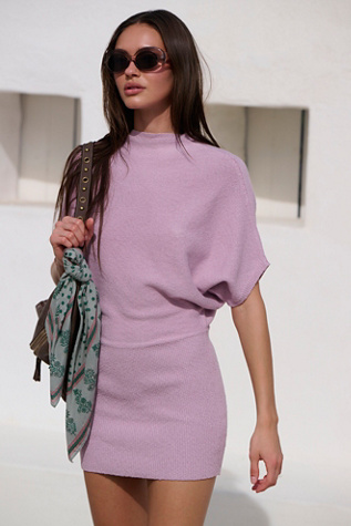 Amara Mini Sweater Dress by free-est at Free People in Purple, Size: L